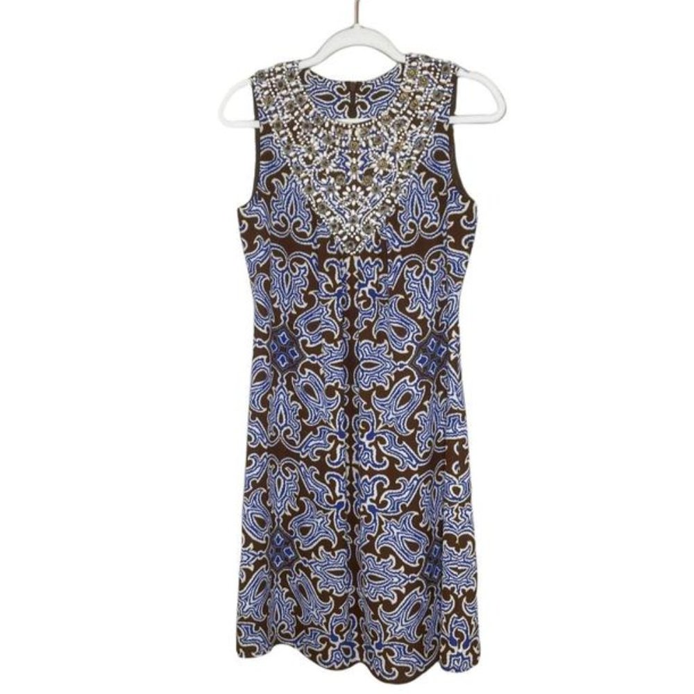 EUC Tory Burch Silk Beaded Cocktail Dress